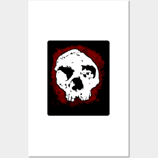 Dark and Gritty Neanderthal Skull Caveman Posters and Art